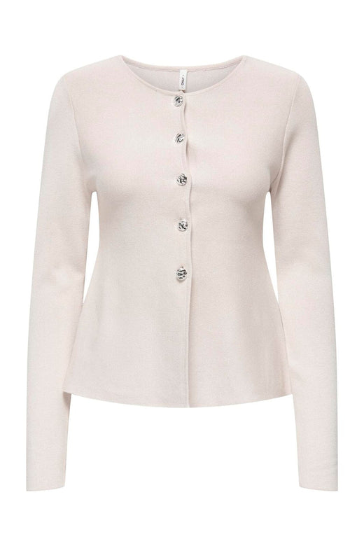 Only - Onlmelli Ls Oneck Button Cardi Knt - 5081661 Pumice Stone New Silver Buttons