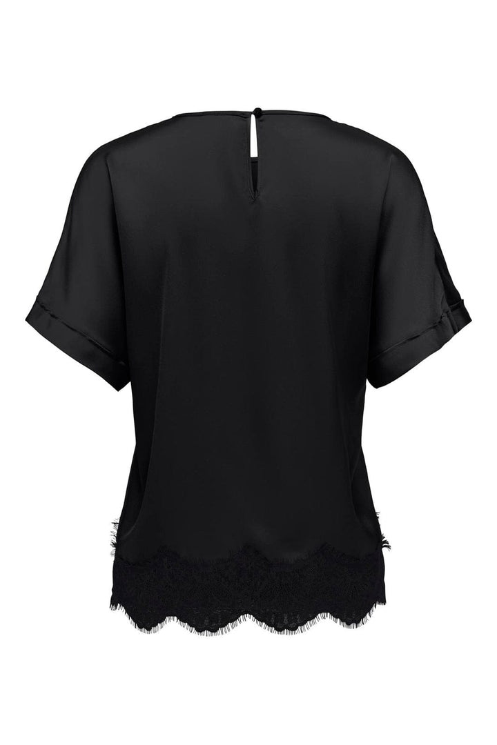 Only - Onlmenus Ss Lace Satin Top - 5136780 Black Black Lace