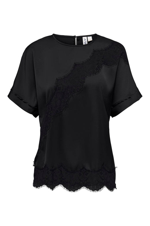 Only - Onlmenus Ss Lace Satin Top - 5136780 Black Black Lace