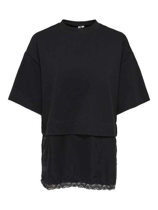 Only - Onlmexa S/S Tee Lace Top - 5104053 Black T-shirts 