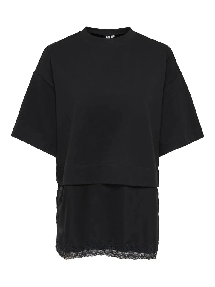 Only - Onlmexa S/S Tee Lace Top - 5104053 Black T-shirts 