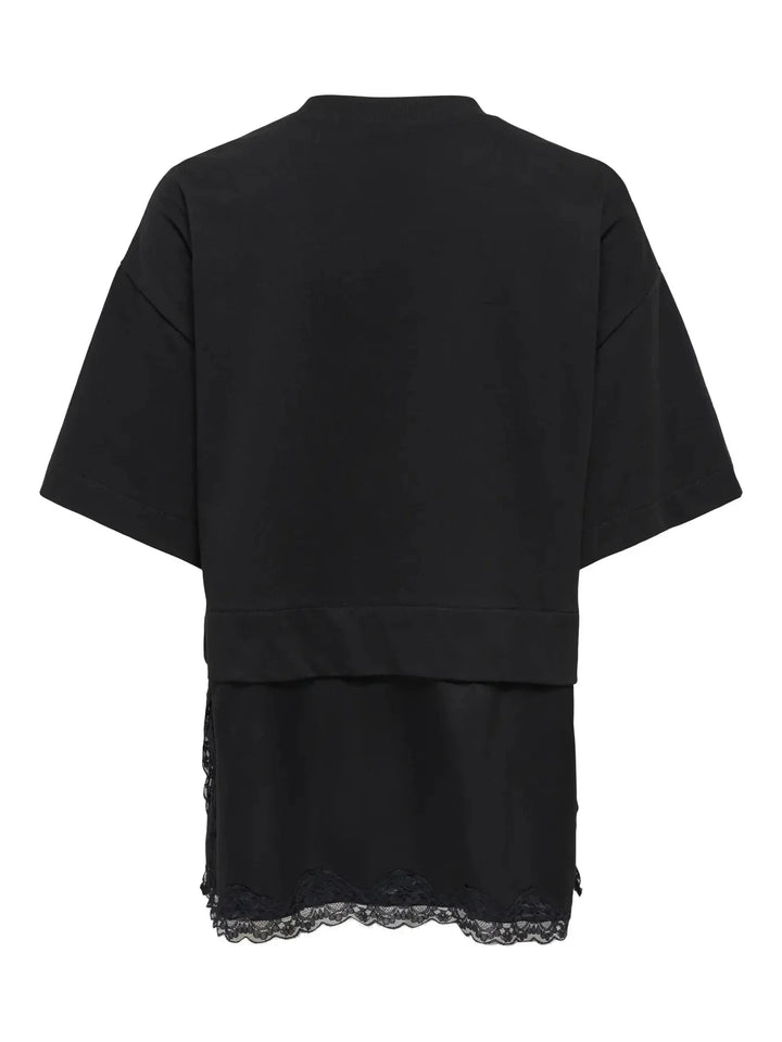 Only - Onlmexa S/S Tee Lace Top - 5104053 Black T-shirts 