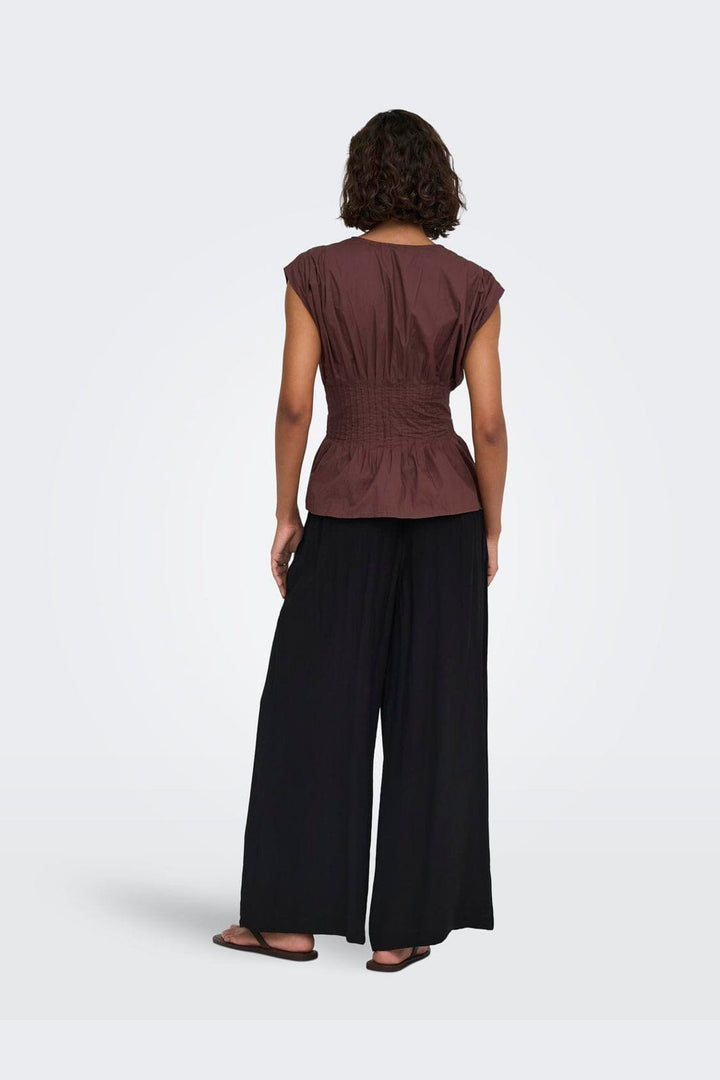 Only - Onlmila Sl Waist Top - 5118374 Brown Stone
