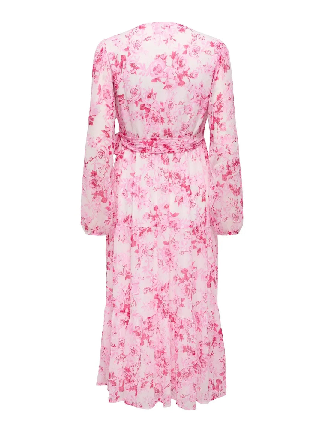 Only - Onlmiriam Ls Wrap Midi Dress - 5018335 Pink Marshmallow Porcelain Flowers Kjoler 