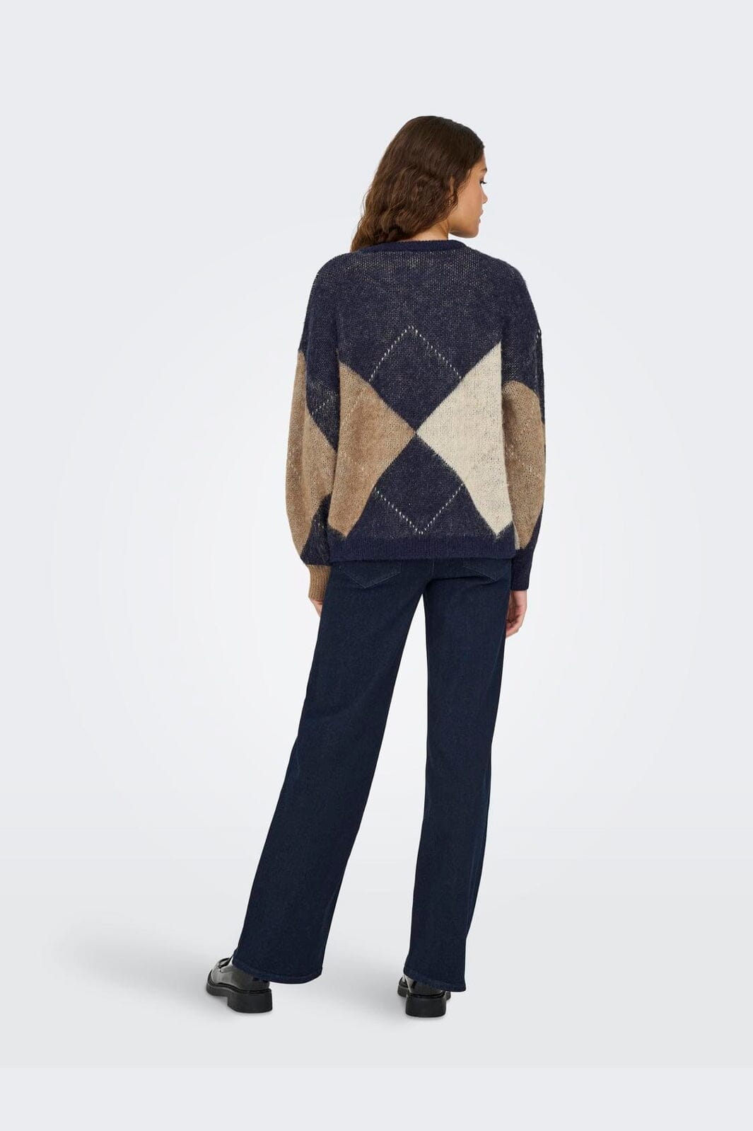 Only - Onlnoeme Life Ls Jq O-Neck Knt - 4895270 Night Sky Cocoa Creme/Biscotti/Melange/Argyle