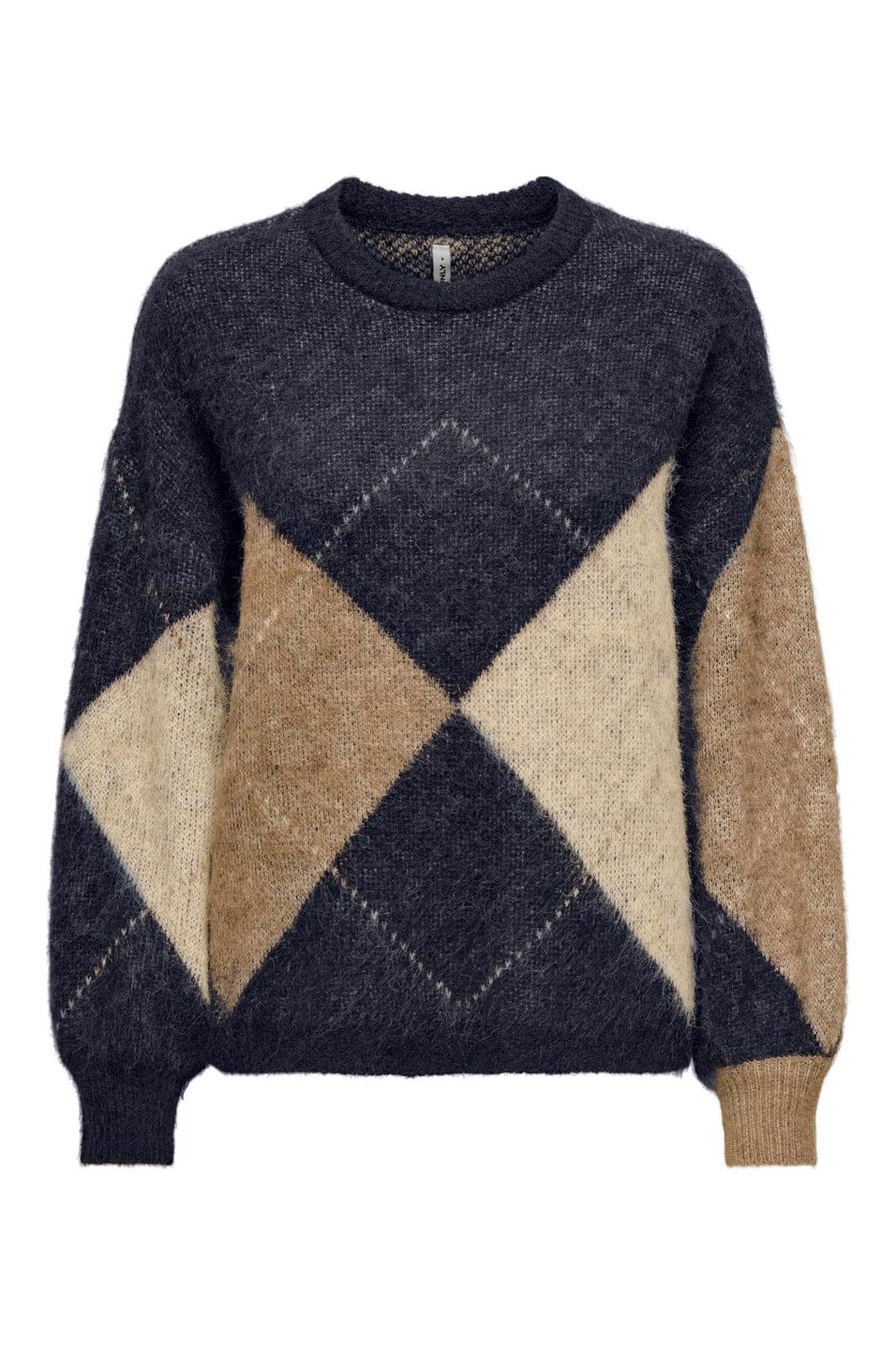 Only - Onlnoeme Life Ls Jq O-Neck Knt - 4895270 Night Sky Cocoa Creme/Biscotti/Melange/Argyle