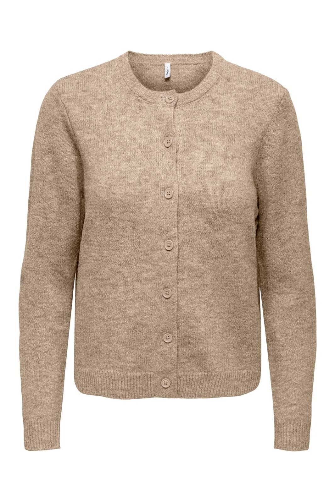 Only - Onlolivia Ls O-Neck Cardigan Cc Knt - 5101146 Humus Melange/Dtm Horn Button