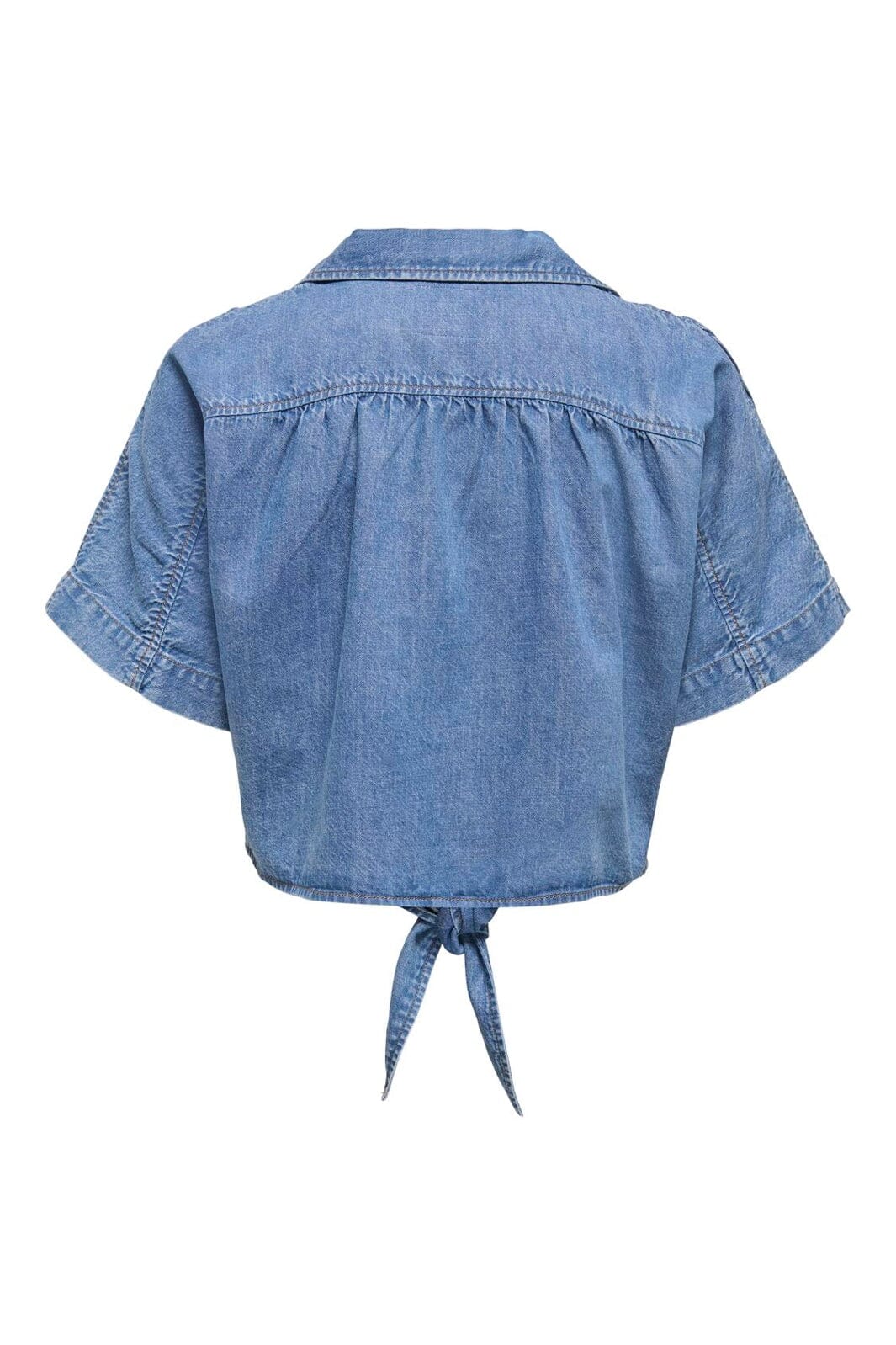 Only - Onlpaula S/S Tie Shirt Akm - 4869974 Medium Blue Denim