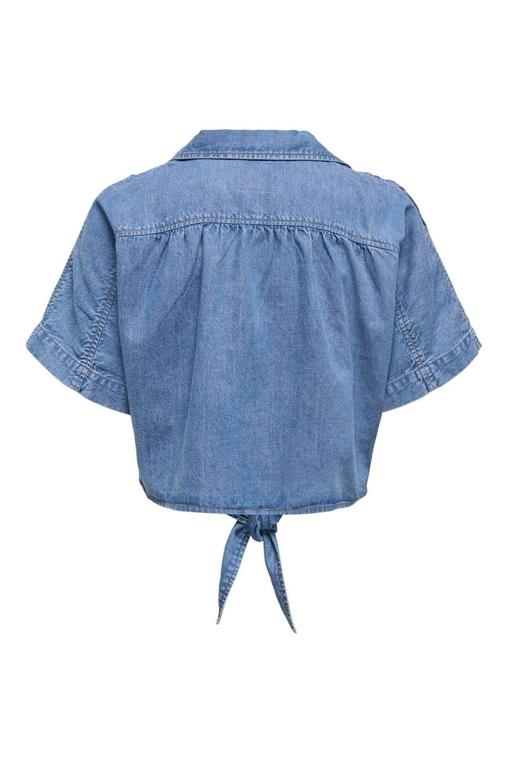 Only - Onlpaula S/S Tie Shirt Akm - 4869974 Medium Blue Denim