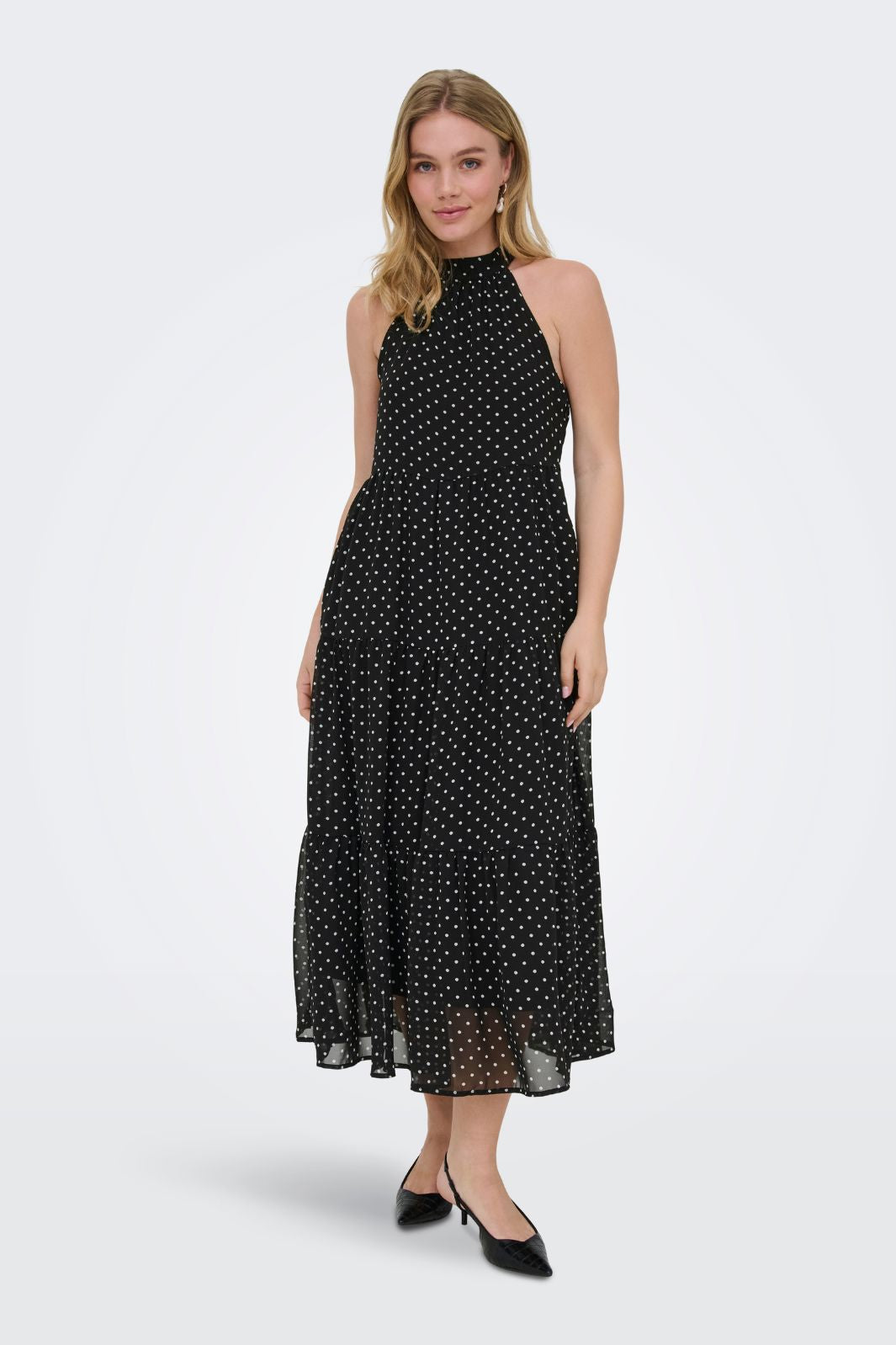 Only - Onlpetra Life Halter Neck Dress - 5092071 Black Cloud Dancer Dots Kjoler 