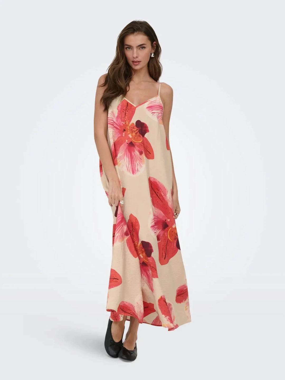 Only - Onlresi-Elanor Strap Big Flowr Dress - 4997220 Peyote Giga Orchid Kjoler 