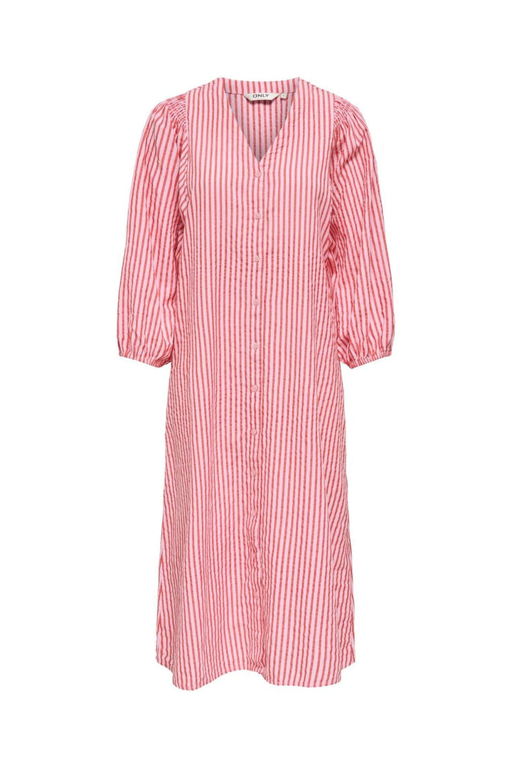Only - Onlrolly L/S Midi Stripe Dress - 5025954 High Risk Red Holly Stripe