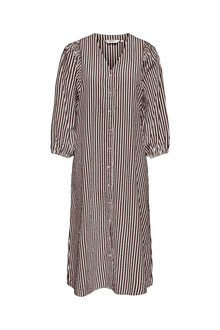 Only - Onlrolly L/S Midi Stripe Dress - 5092491 Chocolate Martini Cloud Dancer
