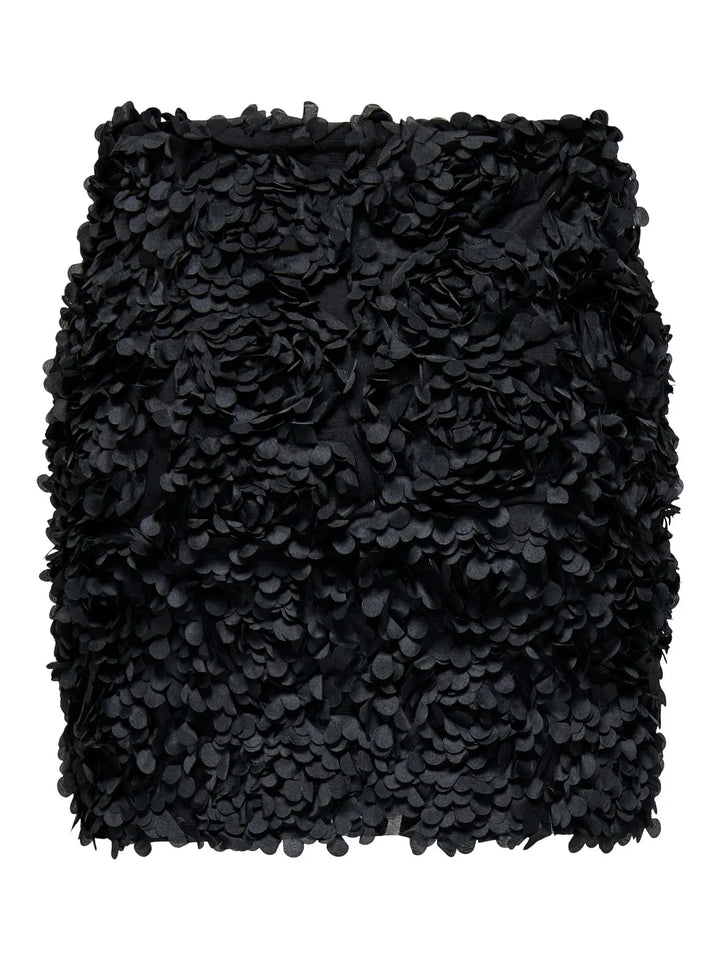 Only - Onlrosebloom Short Skirt - 4913284 Black Rose Flower (Black) Nederdele 