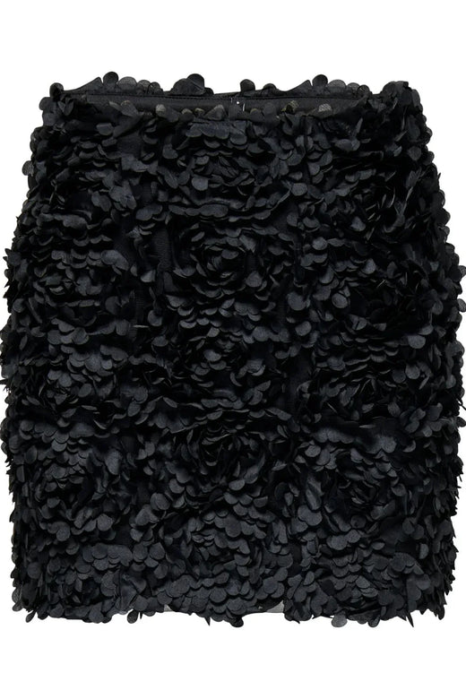 Only - Onlrosebloom Short Skirt - 4913284 Black Rose Flower (Black) Nederdele 