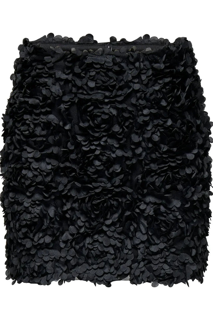 Only - Onlrosebloom Short Skirt - 4913284 Black Rose Flower (Black) Nederdele 