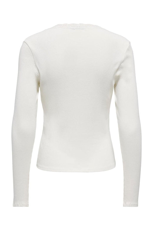 Only - Onlsara Sharai L/S V-Neck Top - 5094753 Cloud Dancer