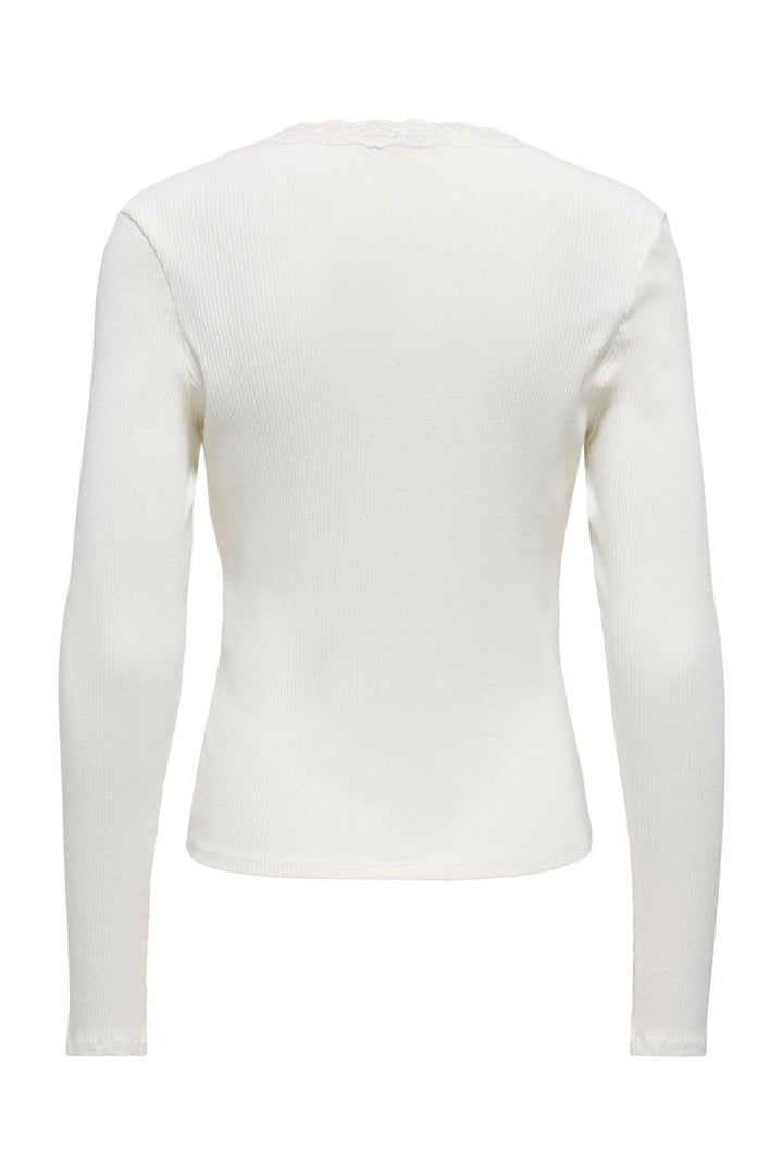 Only - Onlsara Sharai L/S V-Neck Top - 5094753 Cloud Dancer