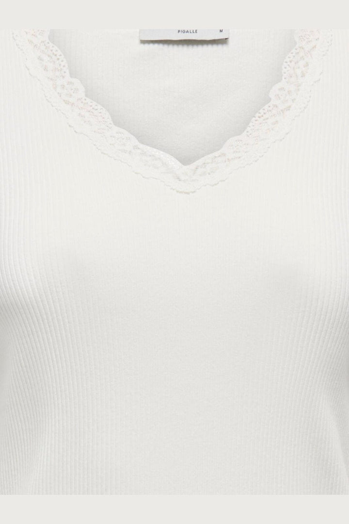 Only - Onlsara Sharai L/S V-Neck Top - 5094753 Cloud Dancer