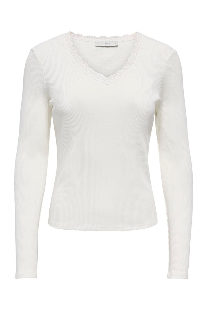 Only - Onlsara Sharai L/S V-Neck Top - 5094753 Cloud Dancer