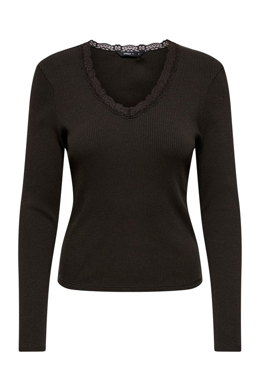 Only - Onlsara Sharai L/S V-Neck Top - 5130868 Chocolate Torte