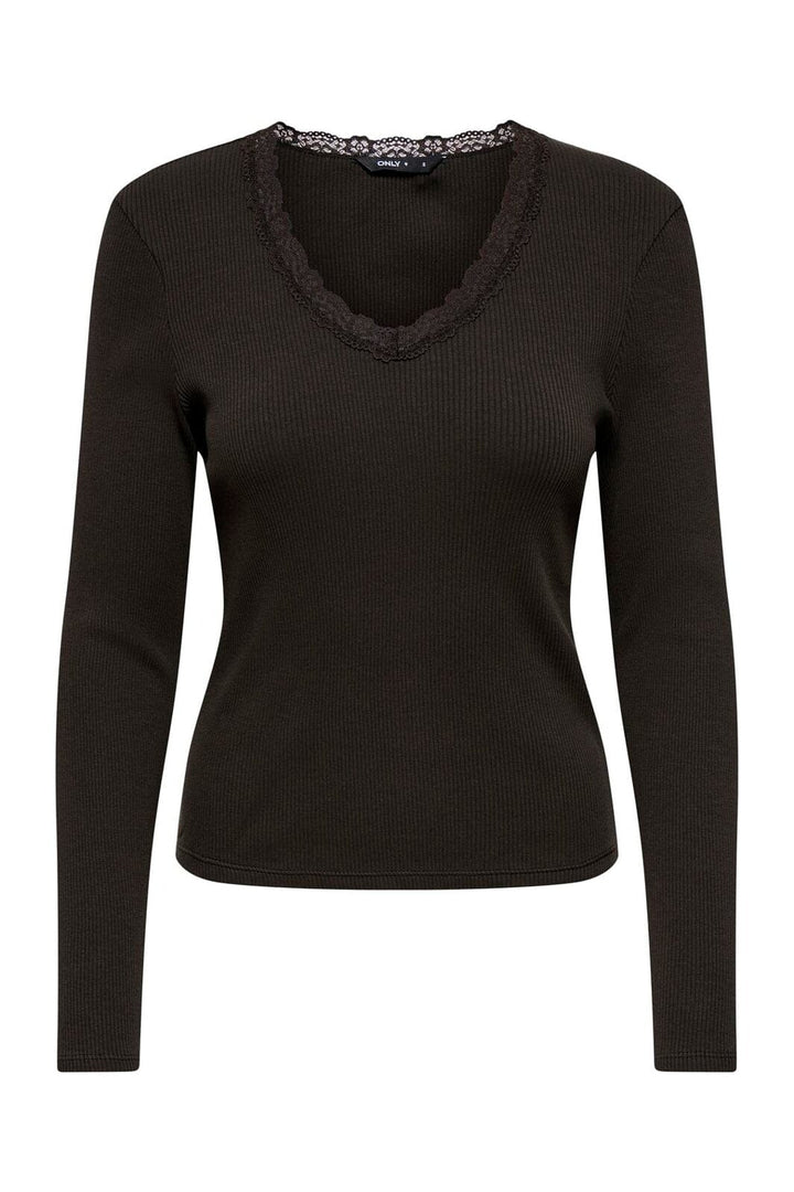 Only - Onlsara Sharai L/S V-Neck Top - 5130868 Chocolate Torte