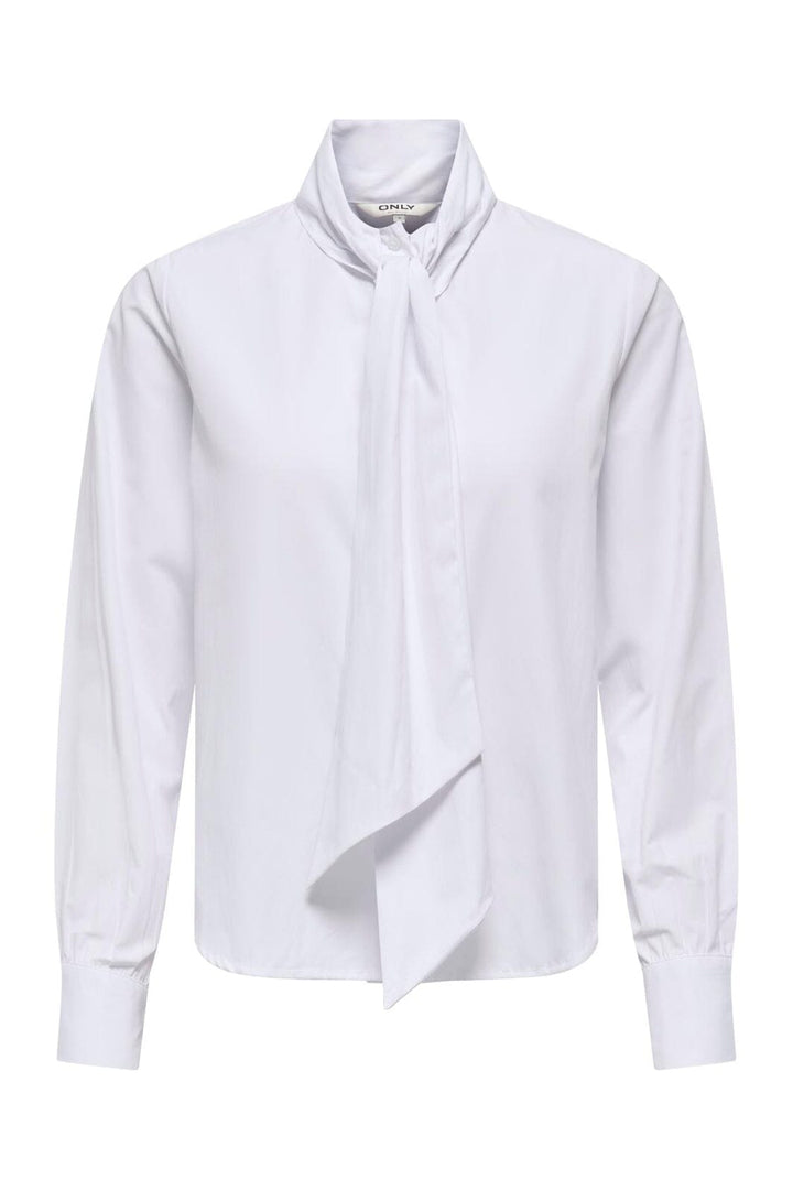 Only - Onlsaya Loris L/S Bow Shirt - 5045041 Bright White