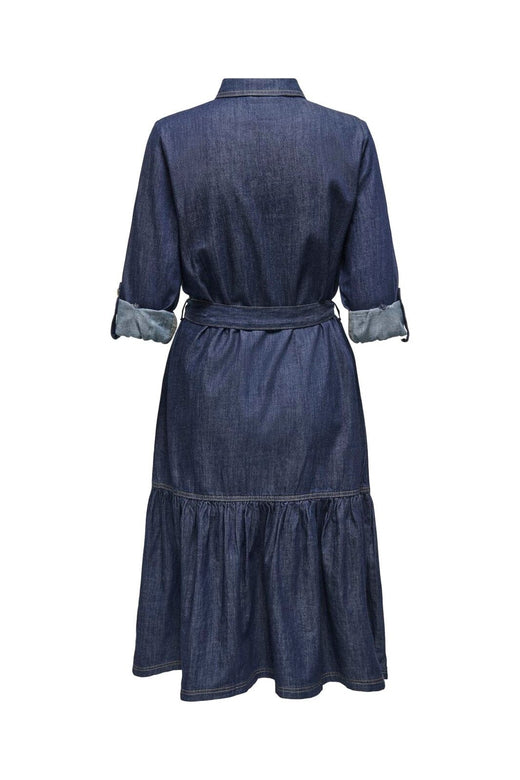 Only - Onlsevigny Frill 3/4 Sl Long Dress - 4857886 Dark Blue Denim