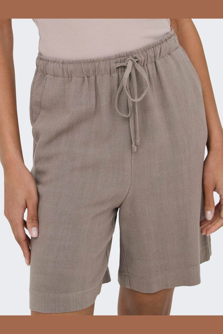 Only - Onlsiesta Pull-Up Lin Bl Shorts - 5014880 Walnut