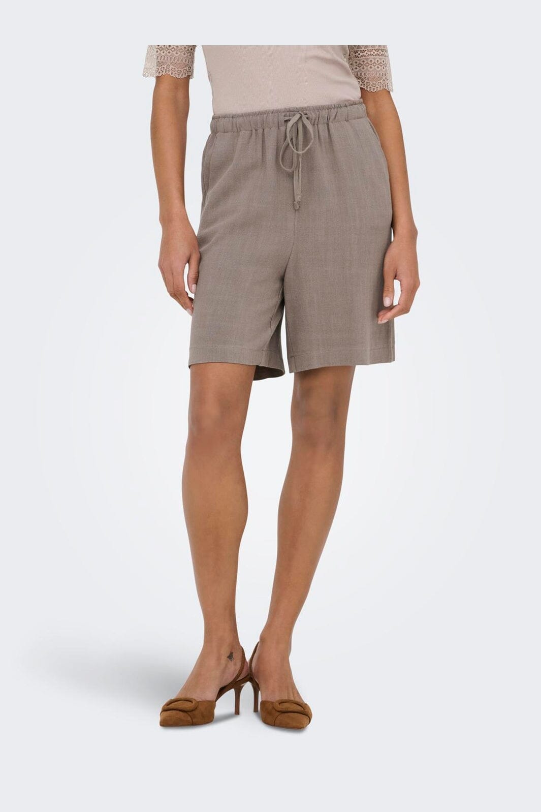Only - Onlsiesta Pull-Up Lin Bl Shorts - 5014880 Walnut