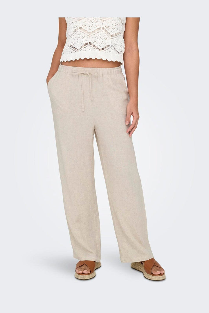 Only - Onlsiesta Pull-Up Linen Bl - 4486634 Moonbeam