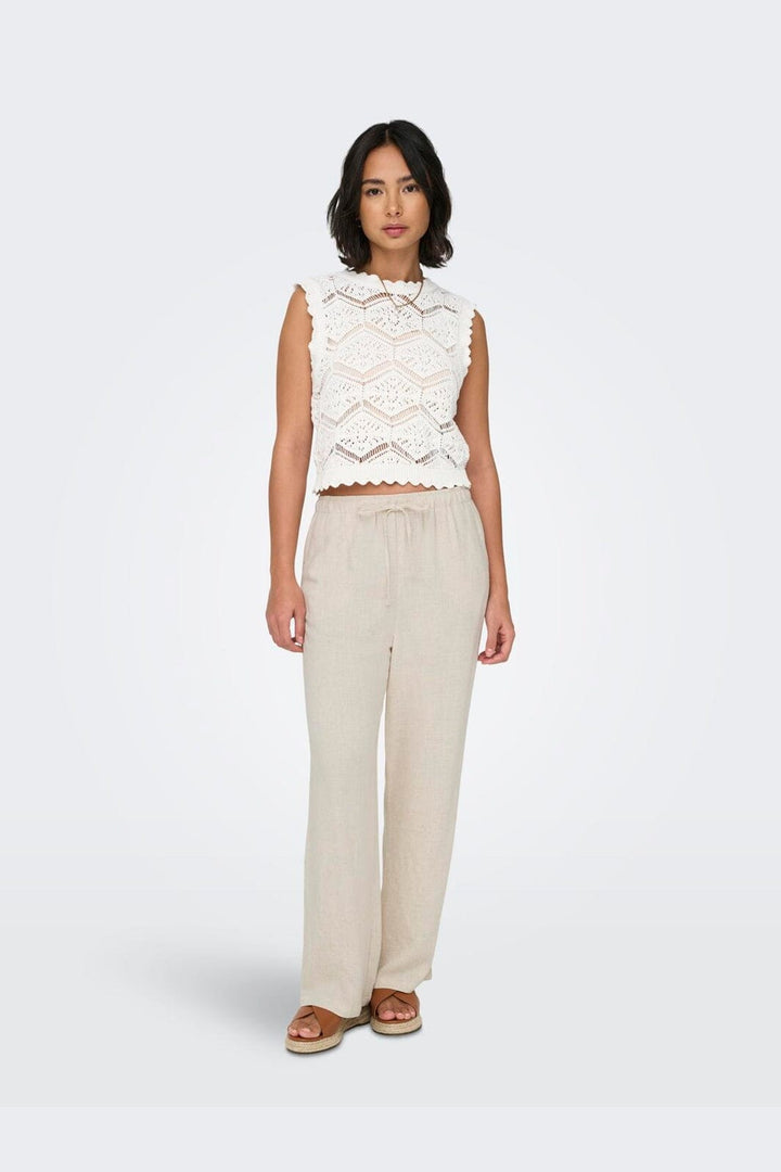 Only - Onlsiesta Pull-Up Linen Bl - 4486634 Moonbeam