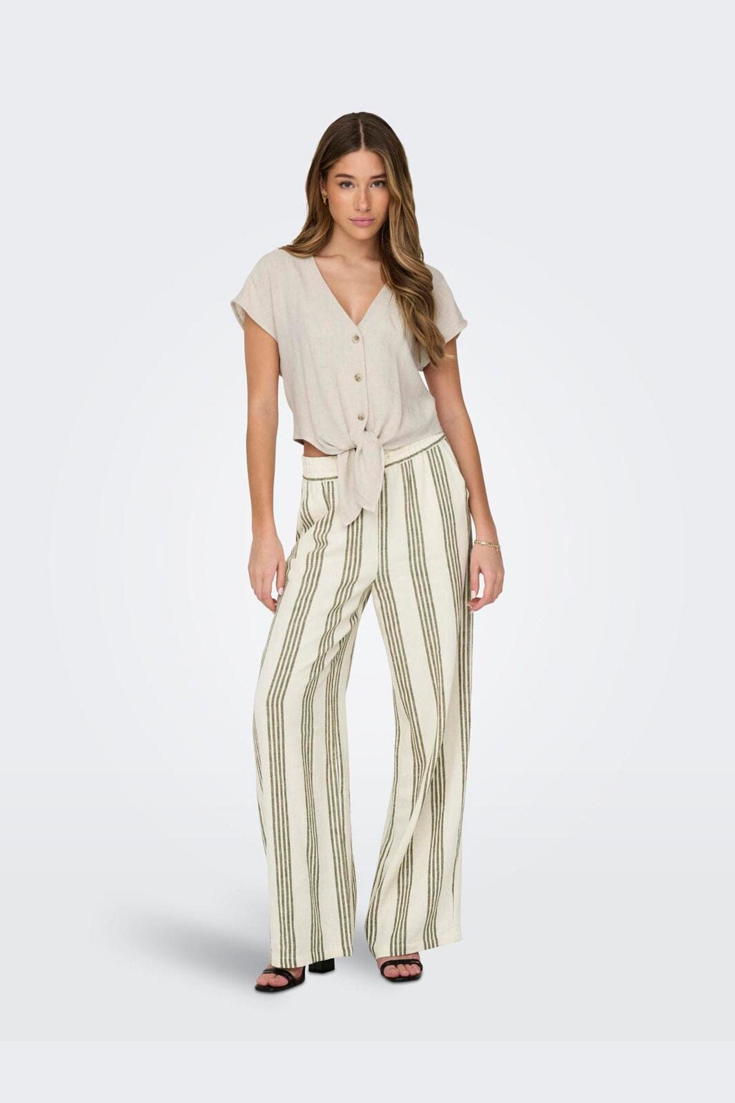 Only - Onlsiesta Ss Knot Lin Bl Shirt - 4486660 Moonbeam