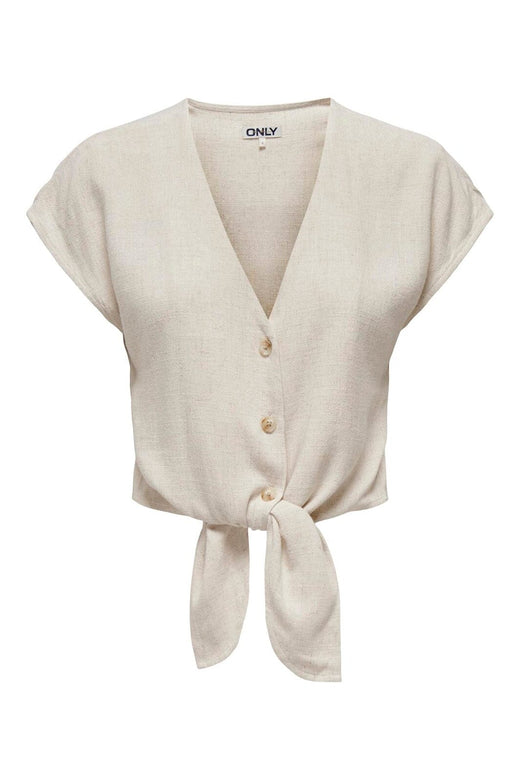 Only - Onlsiesta Ss Knot Lin Bl Shirt - 4486660 Moonbeam
