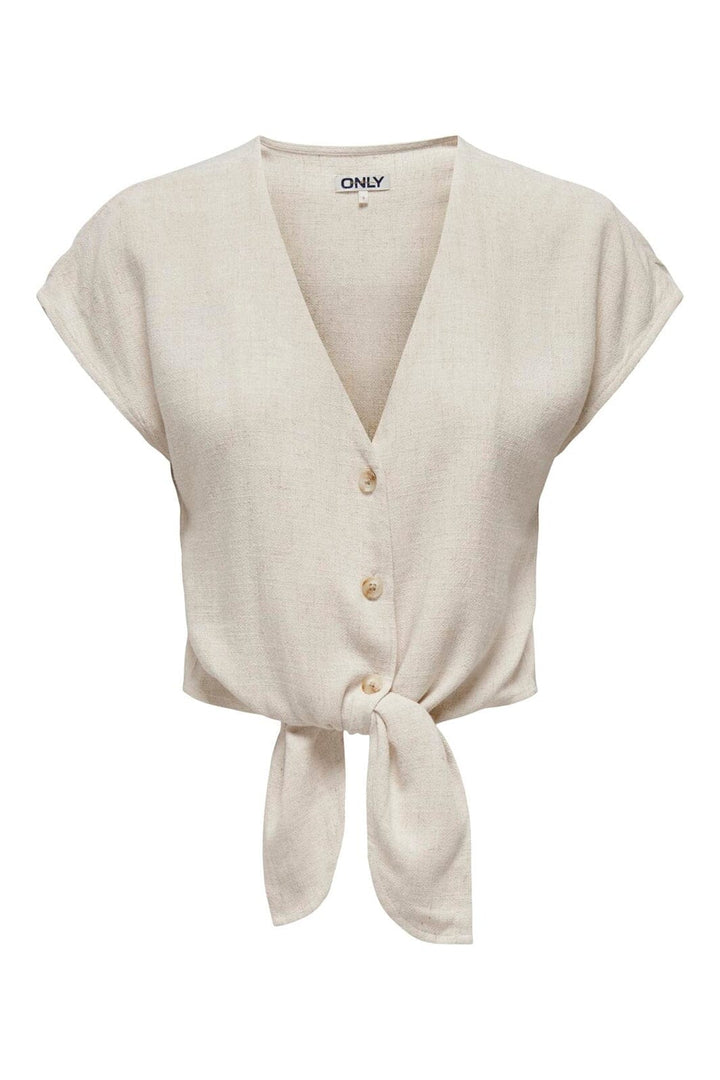 Only - Onlsiesta Ss Knot Lin Bl Shirt - 4486660 Moonbeam