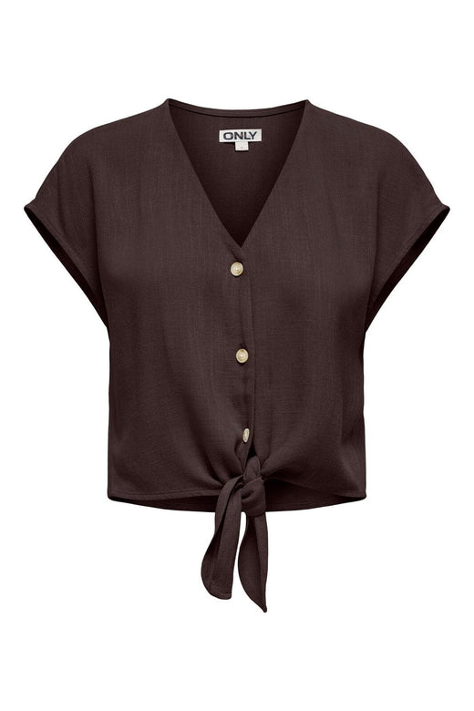 Only - Onlsiesta Ss Knot Lin Bl Shirt - 5085634 Black Coffee