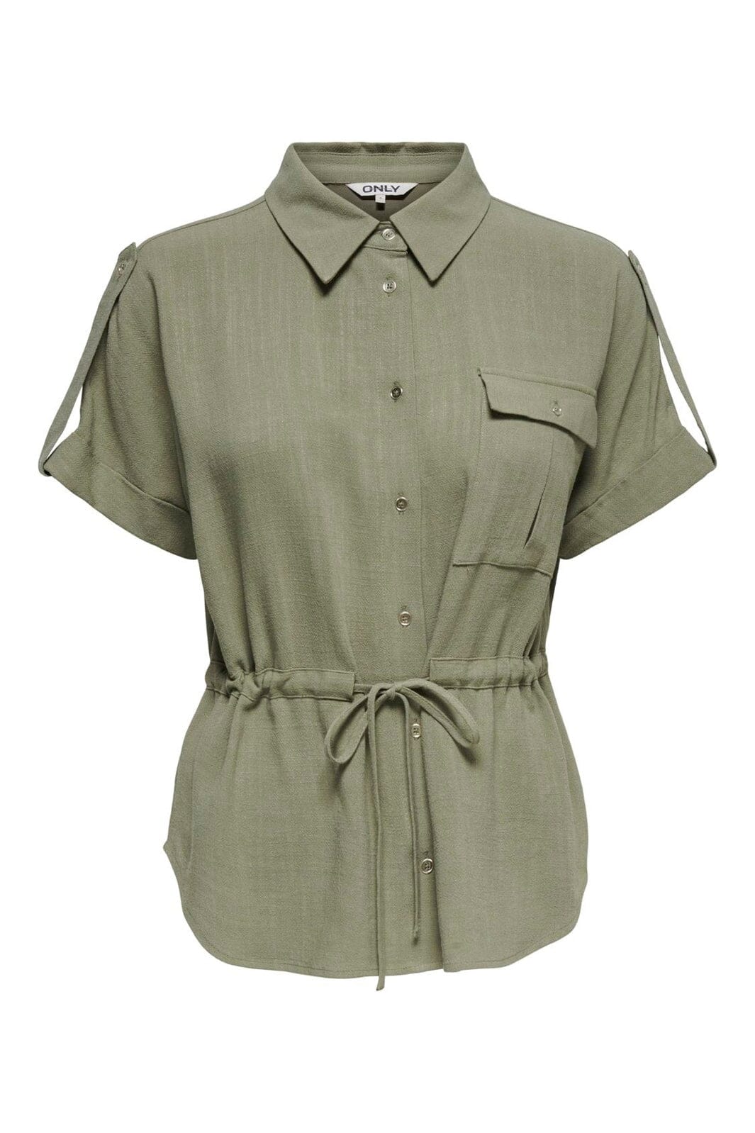 Only - Onlsiesta S/S Linen Bl Utility Shirt - 4977152 Mermaid