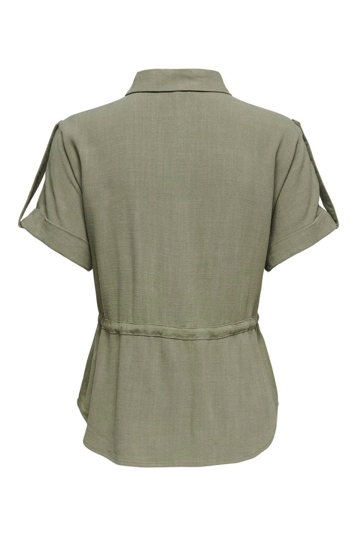 Only - Onlsiesta S/S Linen Bl Utility Shirt - 4977152 Mermaid