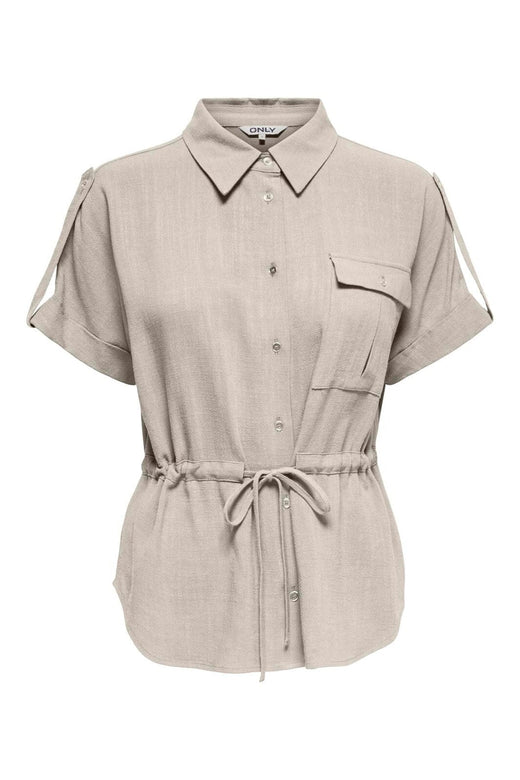 Only - Onlsiesta S/S Linen Bl Utility Shirt - 5049037 Moonbeam