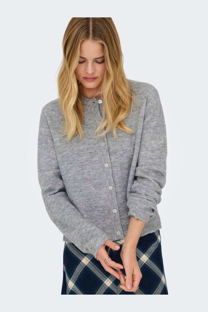 Only - Onlsimoni L/S O-Neck Cardigan Knt - 4961582 Medium Grey Melange