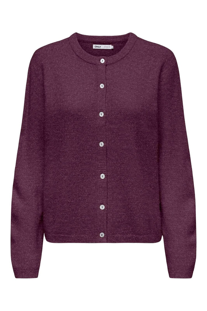 Only - Onlsimoni L/S O-Neck Cardigan Knt - 5101174 Mauve Wine Melange