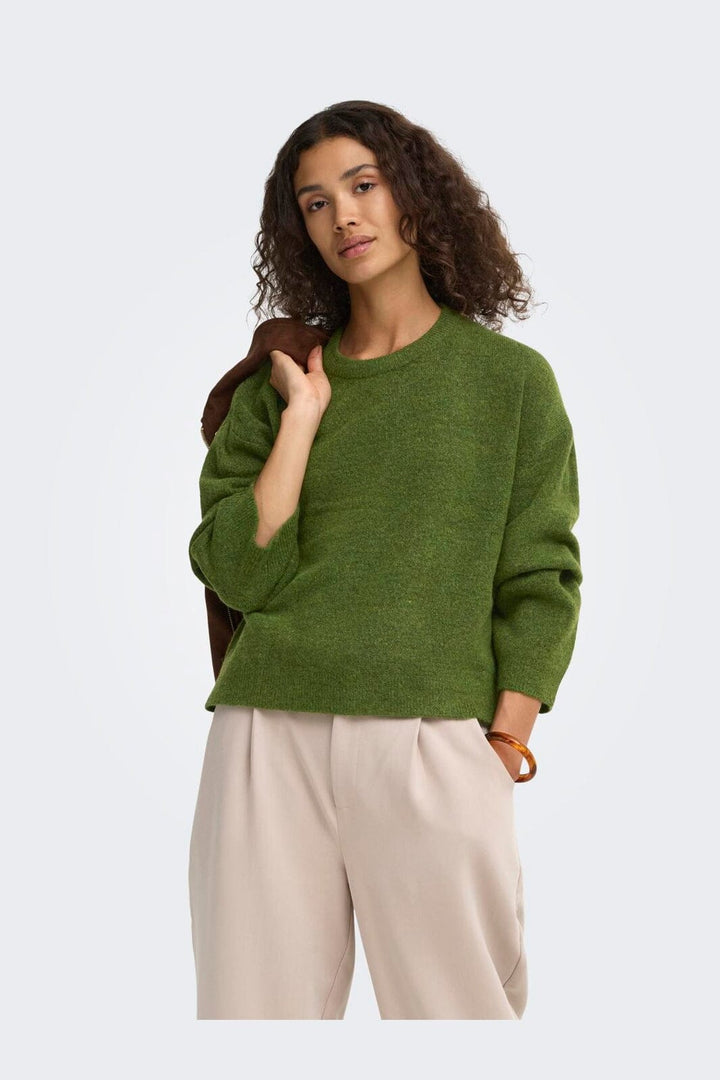 Only - Onlsimoni L/S O-Neck Pullover Knt - 5112889 Forest Night Melange