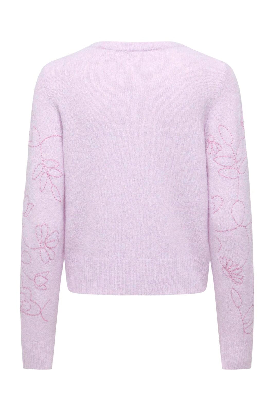 Only - Onlsola Ls Emb O-Neck Cardigan Knt - 5061987 Pale Lilac Flowers/Cyclamen
