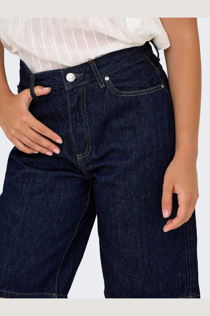 Only - Onlsonny Wide Shorts - 4940849 Dark Blue Denim Rinse