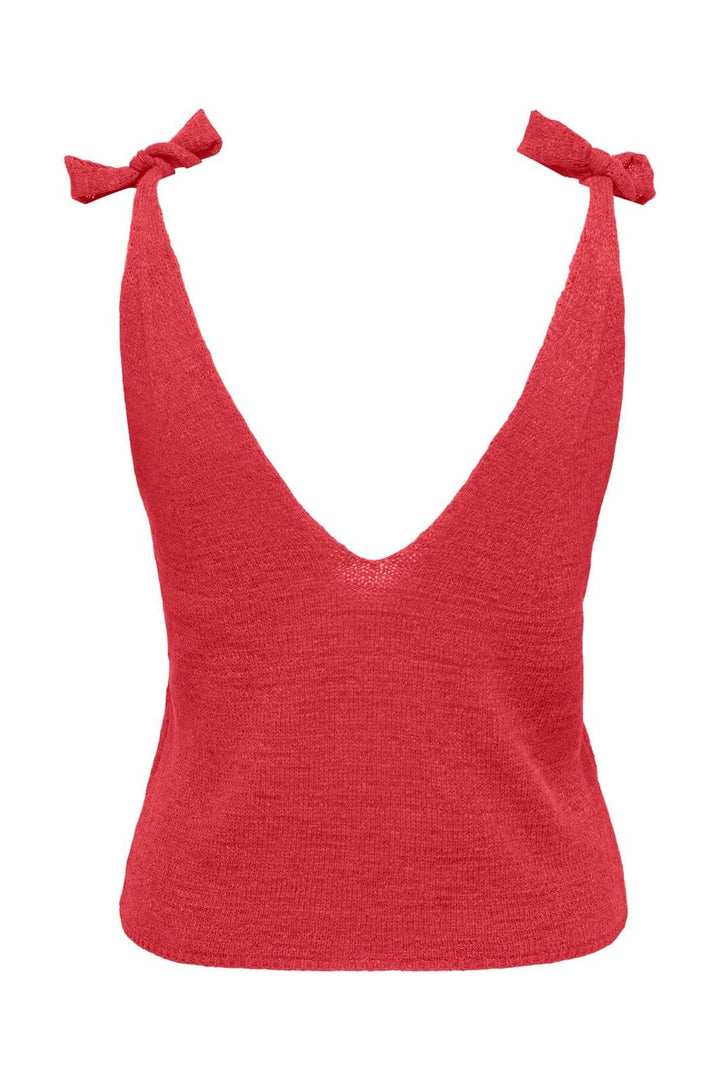 Only - Onlsunny Sl Tie Strap V-Neck Top Cc Knt - 5005008 Poinsettia