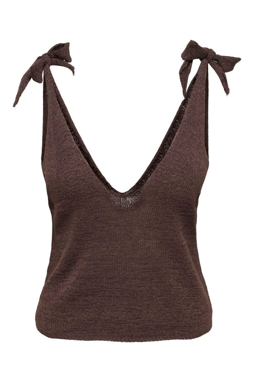 Only - Onlsunny Sl Tie Strap V-Neck Top Cc Knt - 5005009 Chocolate Martini
