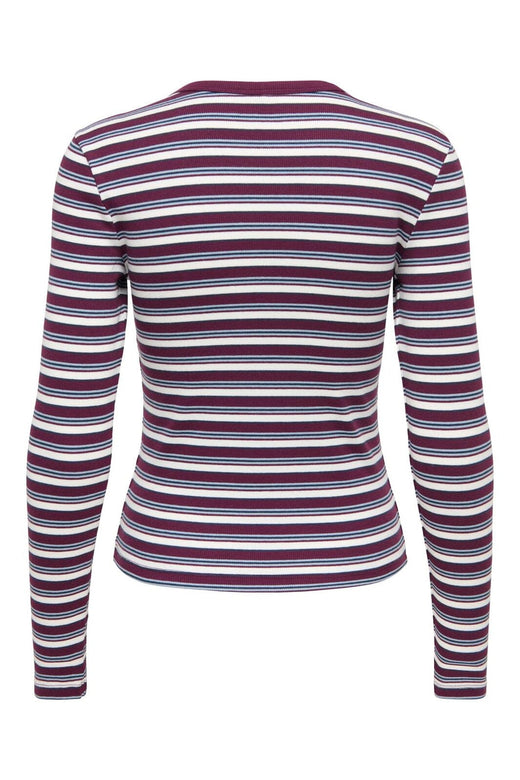 Only - Onlval L/S O-Neck Stripe Top - 5084121 Fig Dusty Blue + Cd + Navy Blazer (Mia)
