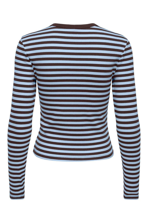 Only - Onlval L/S O-Neck Stripe Top - 5155543 Coffee Bean Cashmereblue (Mette) + Emb. Heart
