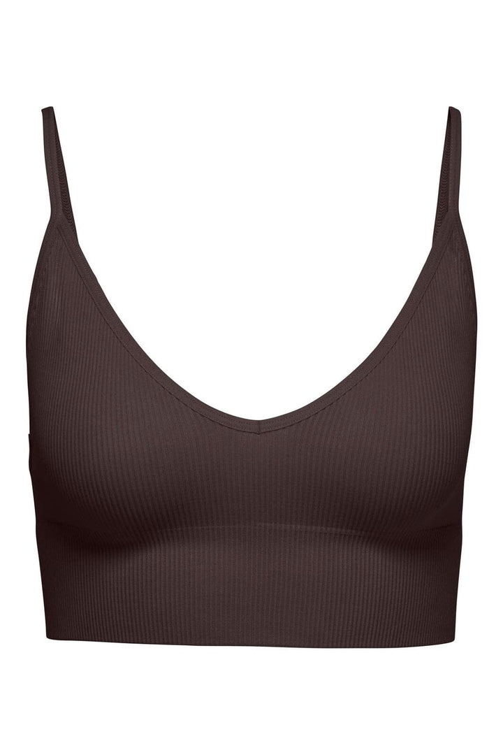 Only - Onlvicky Rib Seamless Vneck Top Acc - 5135380 Black Coffee
