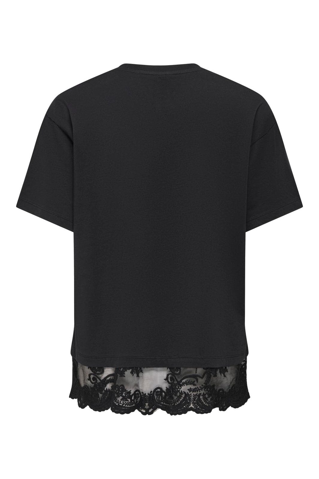 Only - Onlvivvi S/S Lace Bottom Top - 5130040 Black Black Lace